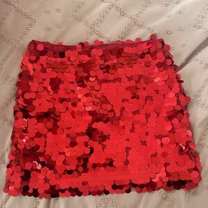 12th Tribe Large Red Sequin Mini Skirt